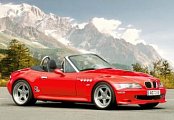 BMW červené kabriolet